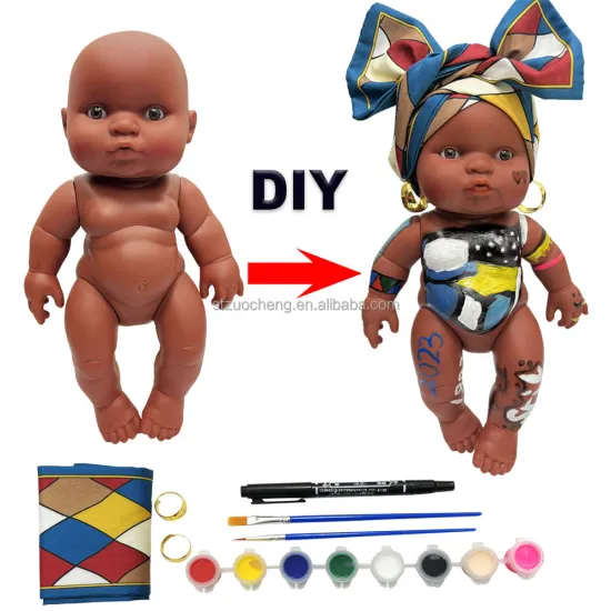 DIY African Doll: 25cm Silicone Life-Size Baby Doll for Graffiti and Painting Art