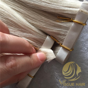 Cool tone #60 invisible pu skin weft hair