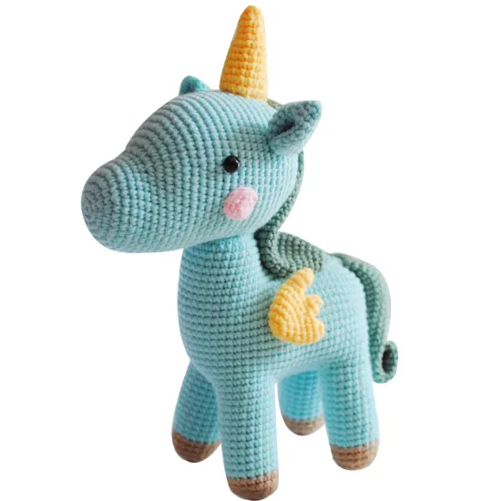 Dropshipping Novelty Stuffed Unicorn Doll Custom Crochet Toy Handmade Organic Wool Knitted Baby Toy