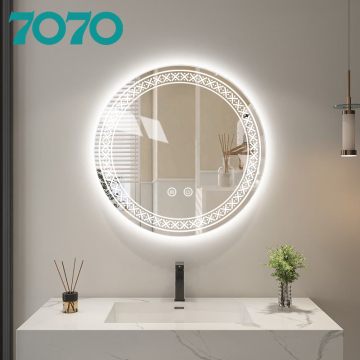 Defog with heating LED sensor Double touch intelligent  wall hung mirror for bathroom