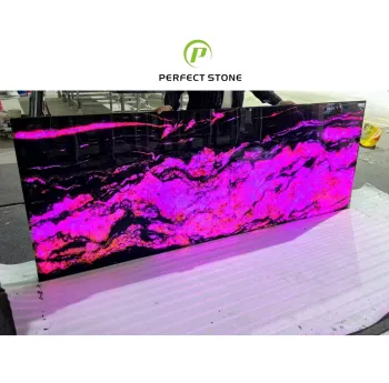 Customized Luxury LED Lit Pink Onyx Side Table