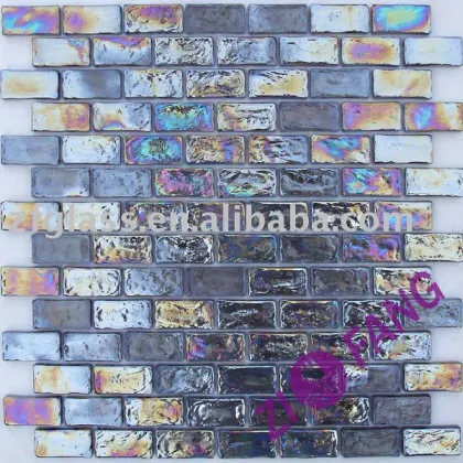 Iridescent Glass Mosaic Bricks, Textured (ZU10)