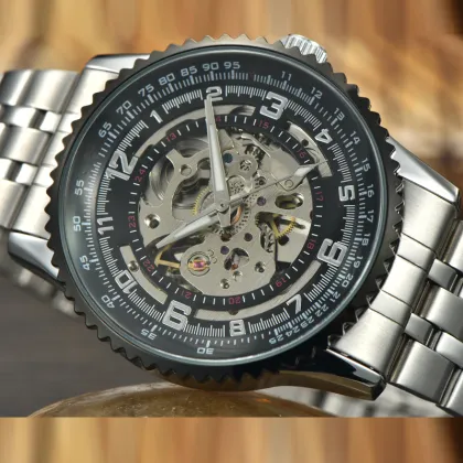 Hot sale clock steel mechanical watches men