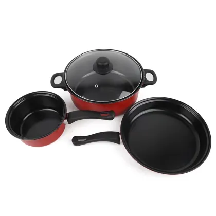 Professional Dessini Cookware Set: 3-Piece Non-Stick Multifunctional Cooking Pot Set for Gourmet Cooking