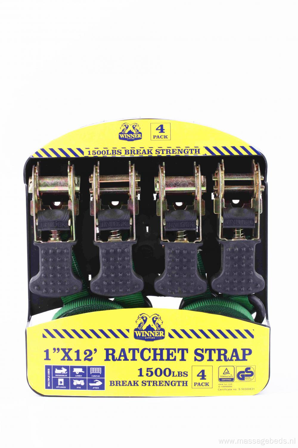 Hot Sale 4Pack Ratchet Straps With Soft Loops