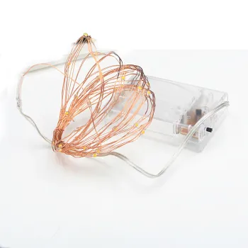 Copper Wire Firefly String Lights - 2AA Battery Operated, 20 LEDs, 2m Length