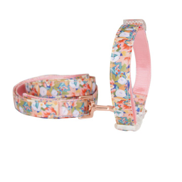 Wholesale Custom Logo Nylon Flower Dog Collar and Leash Set Manufacturer