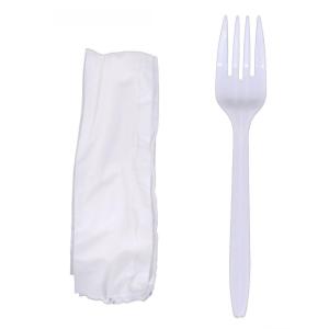 Napkins with Silver Plastic Cutlery Set