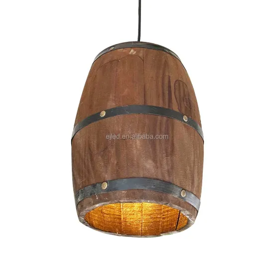Unique Antique Wood Wine Carved Barrel Pendant Lamp: A Rustic Addition for Bar and Kitchen Décor (WD0054)