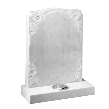 Samistone Carrara Marble Upright Headstone with Carved Flowers: Olive, Rose, and White Designs for New Zealand Tombs
