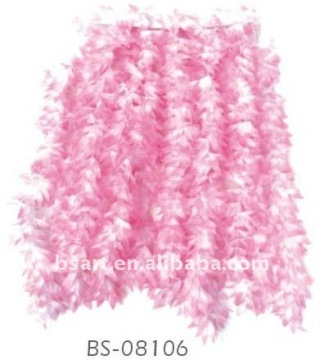 pink leaves straw hula skirt