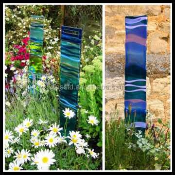 decorative colored glass metal garden sticks