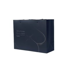 Ribbon Handle Black Paper Bag for Boutique Clothing