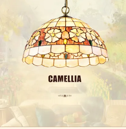 Tiffany Style Camellia Round Shell Pendant Light