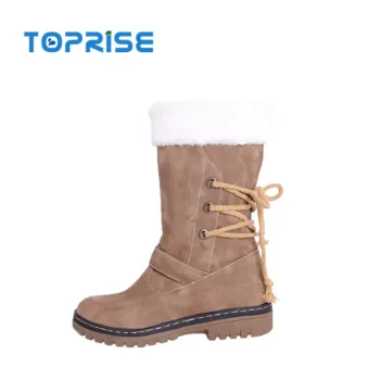 Women's Winter Warm Leather Snow Boots with Rubber Sole