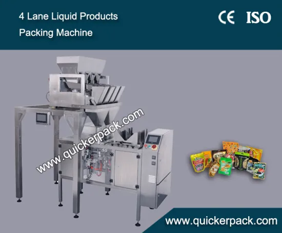 Zip Bag Packing Machine for Dried Sweet Potato with Four Head Weighers