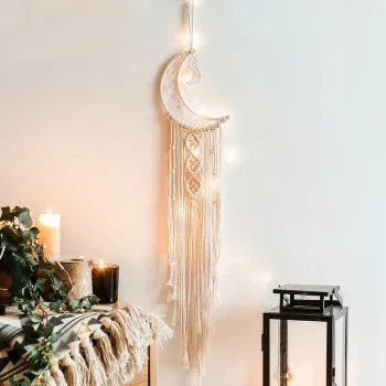Handmade Moon Dream Catcher: Lighted Wall Hanging for Apartment, Home Decor, Wedding & Christmas Gifts