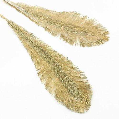 Gold Feather Embroidered Patch Embroidery Applique
