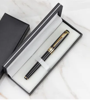 High-End Luxury Business Gift Pen Set: Black and Gold Metal Rollerball Pens by Expert Manufacturer