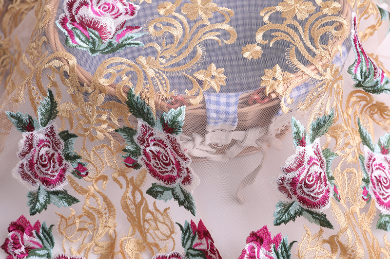 Rose Flower Embroidery Fabric