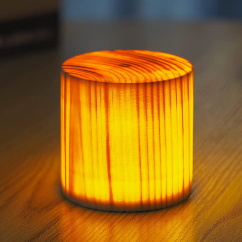 Luminária de mesa USB Luz noturna de madeira
