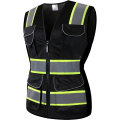 ANSI Women Black Reflective Seguridad de seguridad con bolsillos