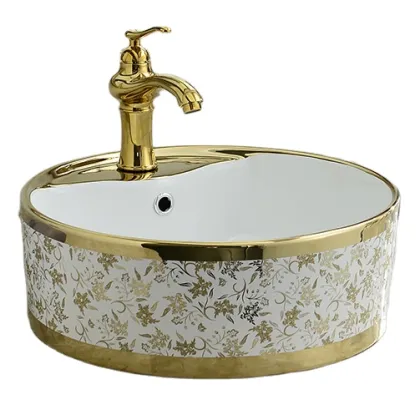 KD-05GBC Charm Gold Plated Ceramic Wash Basin
