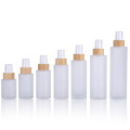 Empty Bamboo Frosted Glass Spray Bottle