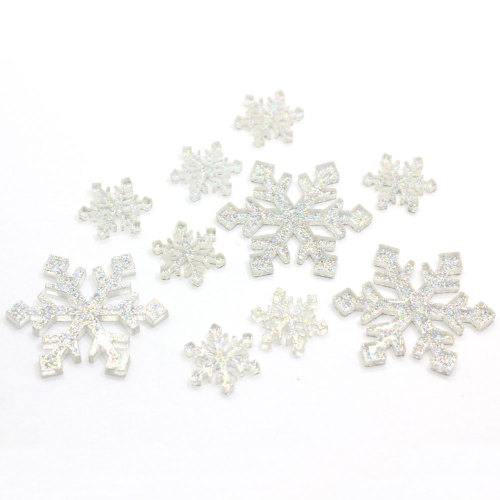 Hot koop Sneeuwvlok Transparante Plaksteen Hars Cabochon Voor DIY Art Decor Slaapkamer Bureau Ornamenten Kralen Charms