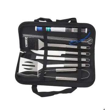 10 Pcs Outdoor Camping Cooking Tool BBQ Grilling Set with Carry Bag