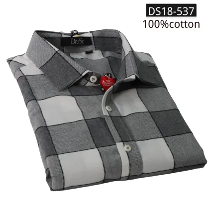 Factory Thin Cotton Plaid Shirt for Men - Spring and Autumn Check Plaid Shirt