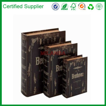 Vintage Beethoven Decorative Leather Wood Storage et of 3 Wooden Book Box