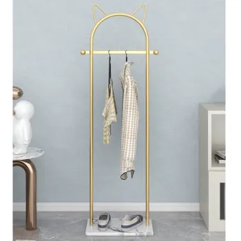 Customizable Wholesale Gold Hanging Closet with Modern Marble Base and Metal Floor Racks