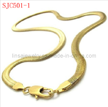 Gold Plated 316L Stainless Steel Snake Chain Necklace (SJC501-1)