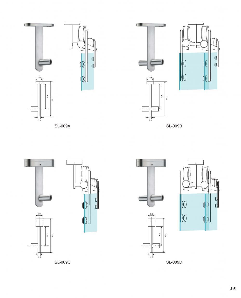 Stainless steel glass door sliding system