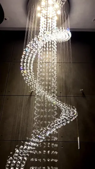Stairwell Spiral Crystal Long Hanging Lamp Crystal Bead Chandelier Luxury Waterfall Pendant Lights