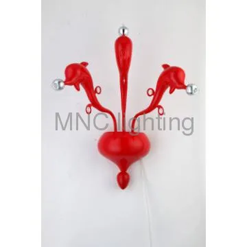 3-light LED red dolphin wall lamp