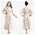 Luxury Leopard Print Femmes Flanelle Fleep Fluffy Bathrobe