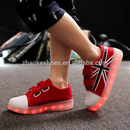 Manufacturer Fashion Casual Canvas Led Light Up Children Shoes Kids Flat Shoes