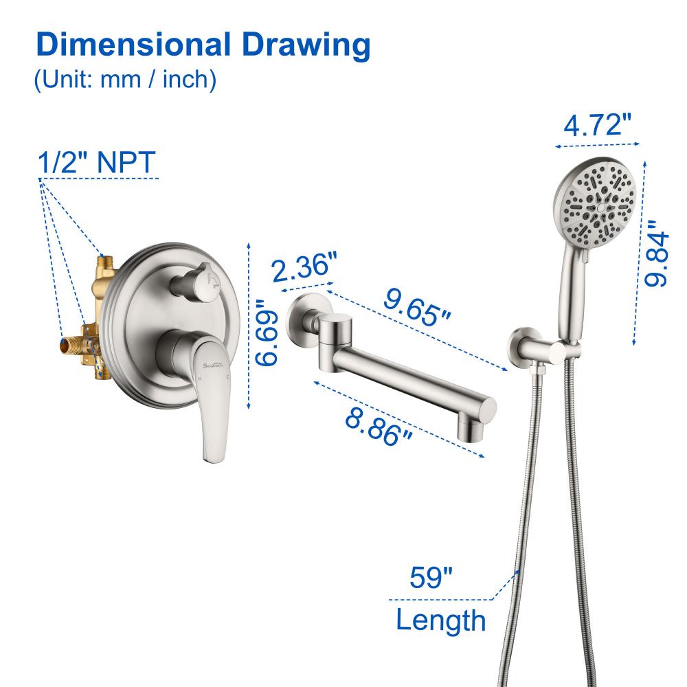 Wall mount tub faucet 88031bn 5