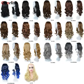Wholesale 24'' Ombre Long Natural Wave Brown Black U Part Half Synthetic Wig For Full Head  Wigs Synthetic Wigs For Woman