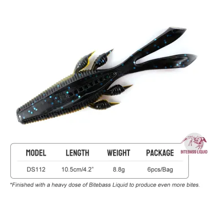 10.5cm 8.8g 6Pcs Silicone Freshwater Fishing Lure - Herofuns Soft Stick Bait Rubber Bass Shad Lures