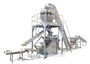 vertical full automatic granule packing line with multihead weighter
