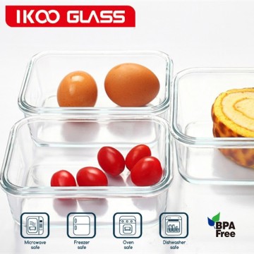 Heat Resistant Glass Food Box With Lid/glass food packaging box