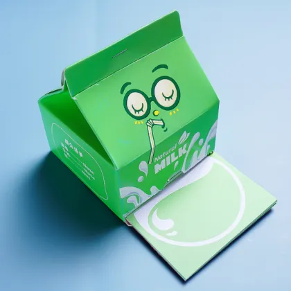 Cute Milk Box Memo Pad with Creative Sticky Notes for School and Diary Use