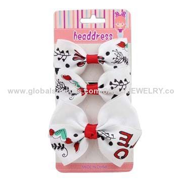 White Bow Barrette, Designed for Children, Made of Alloy and Ribbon