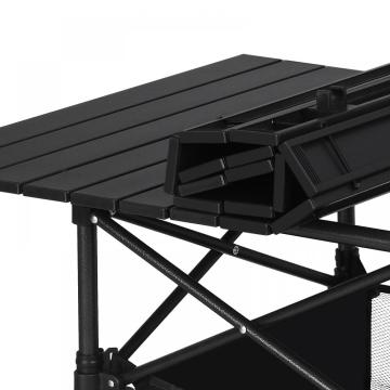 Aluminum Collapsible Camping Table with Storage