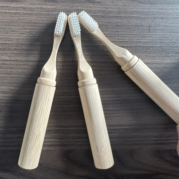 Eco-Friendly Travel Toothbrush with Soft Nylon Charcoal Bristles - Disposable Bamboo Case for Adults