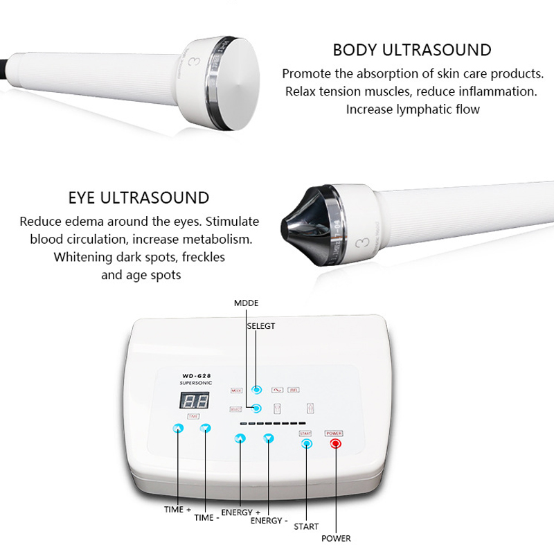 Ultrasonic Facial Massager Anti Aging Face Skin Lifting Whitening High Frequency 1Mhz Ultrasound Probe Spa Beauty Device WD-628