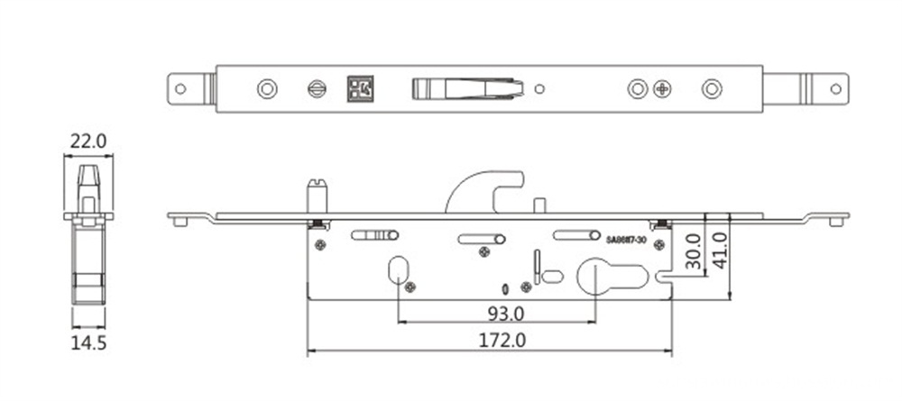 Security Stainless Steel 304 Multi-point Door Lock drawing